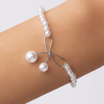 Nellie Bow Pearl Bracelet (Silver)