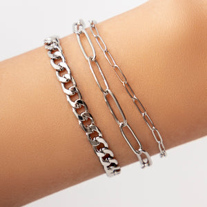 Gold Link Bracelet Set (Silver)