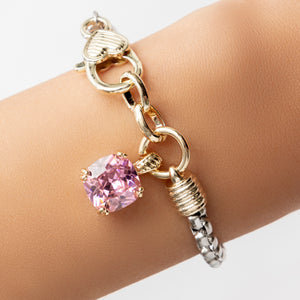 Silver & Gold Crystal Bracelet (Pink)