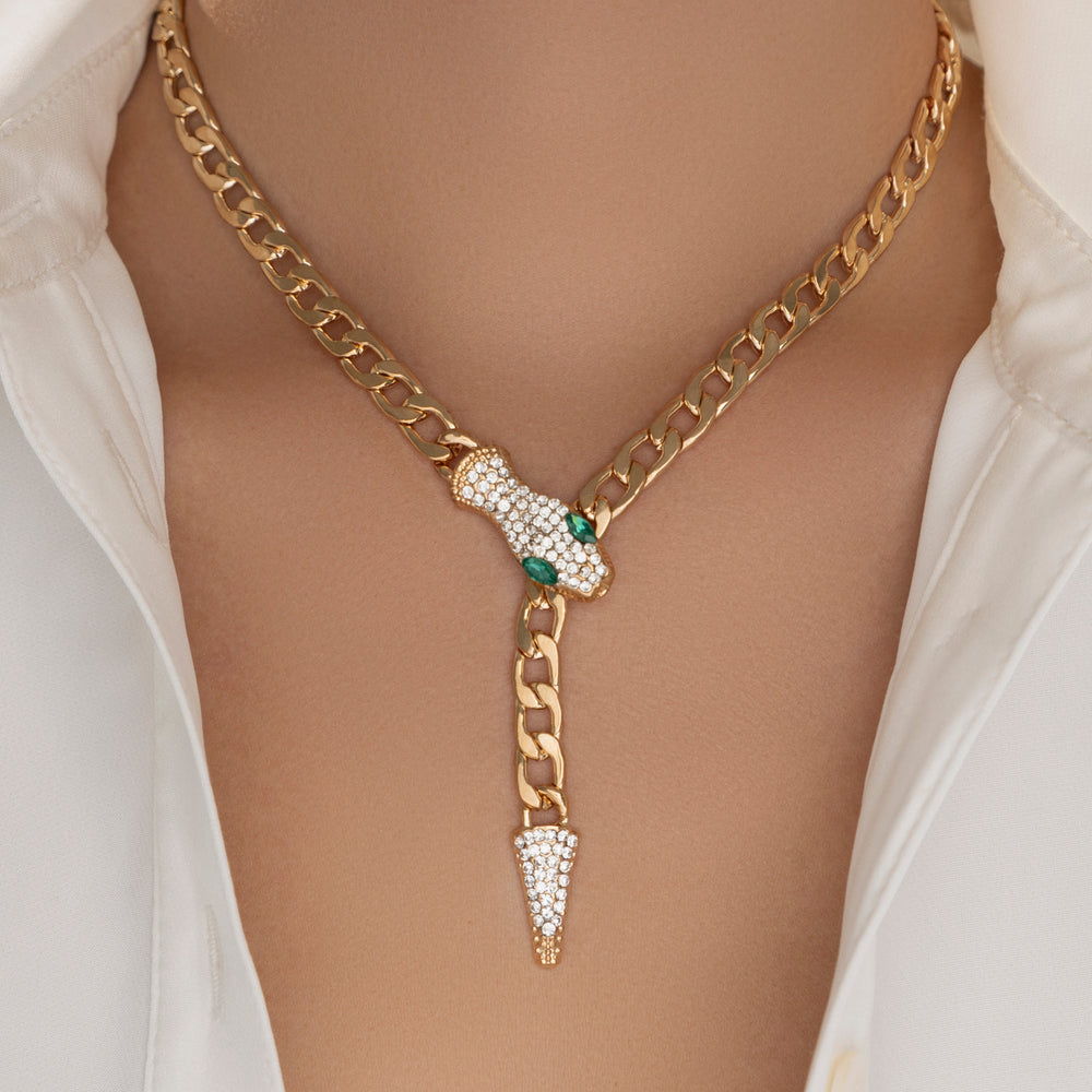 Emerald Snake Drop Necklace