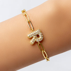 Crystal Bubble Letter Bracelet (R)