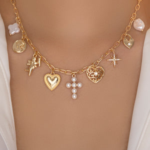 Annie Heart Cross Charm Necklace