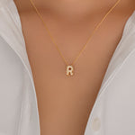 Mini Crystal Letter Necklace (R)