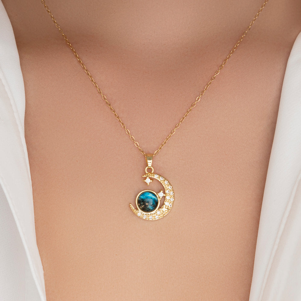 Iridescent Crystal Moon Necklace