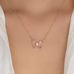 Blaine Butterfly Necklace (Pink)