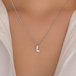 Mini Silver Crystal Letter Necklace (L)