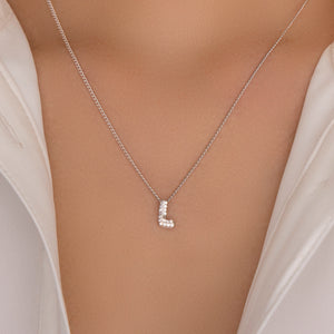 Mini Silver Crystal Letter Necklace (L)