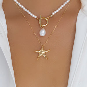 Starfish & Pearl Necklace Set