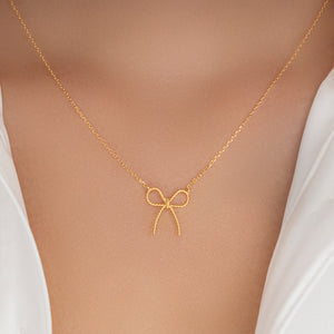 18K Dainty Bow Necklace