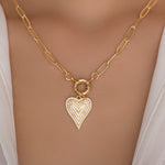 Angela Crystal Heart Necklace (White)