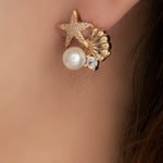 Crystal Pearl Shell Earrings