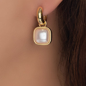 Square Pearl Hoops