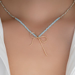 Miley Bow Necklace (Blue)