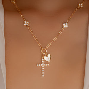 Crystal Cross Charm Necklace