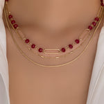 Bead Link Necklace (Red)