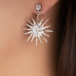 Crystal Sun Earrings (Silver)