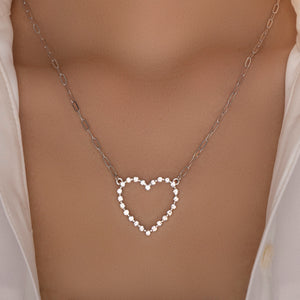 Crystal Juliana Heart Necklace (Silver)