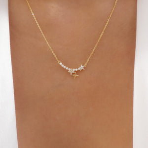 Star & Pearl Row Necklace