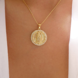 Gold Stainless Steel Coin Pendant Necklace