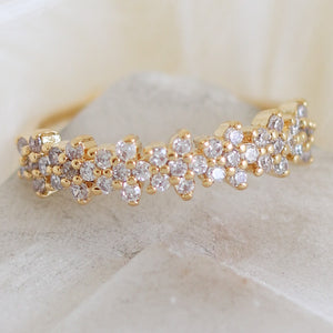 Crystal Flower Row Ring