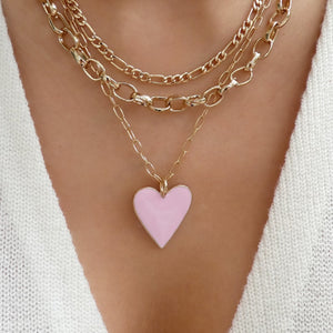 Baby Pink Heart & Chain Necklace